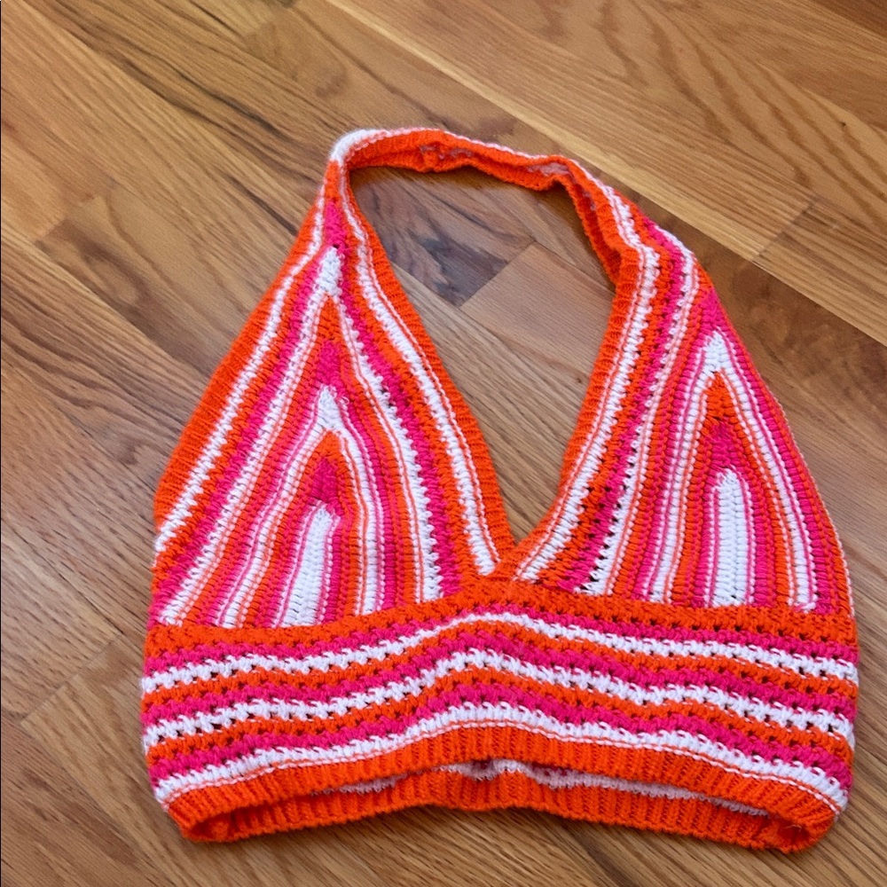 Striped Halter Knit Top Handmade from Italy